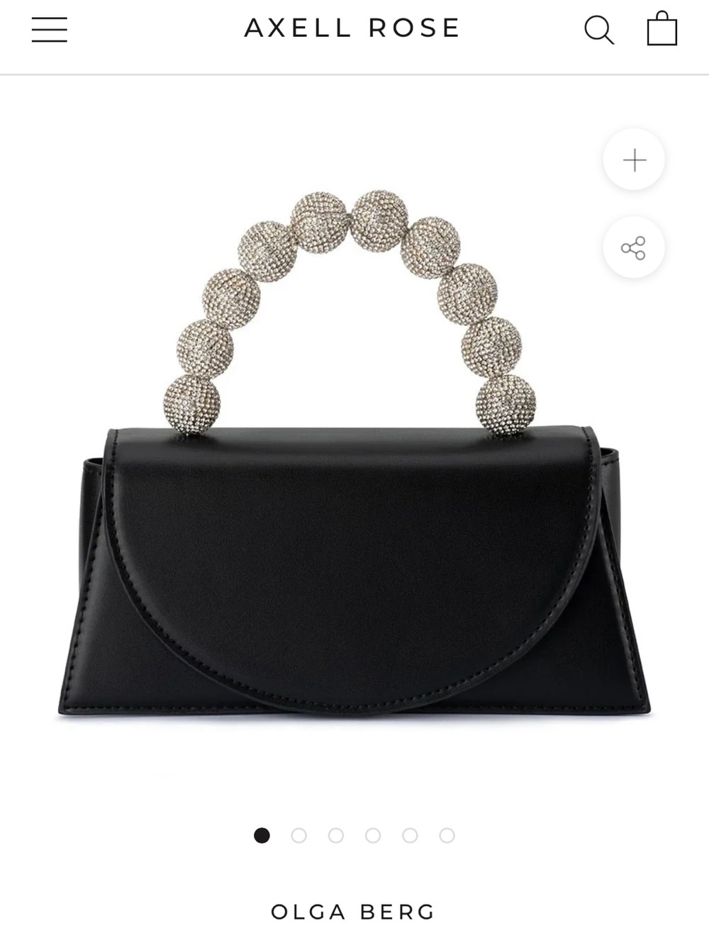 Olga Berg Black Clutch with Crystal Bead Handle